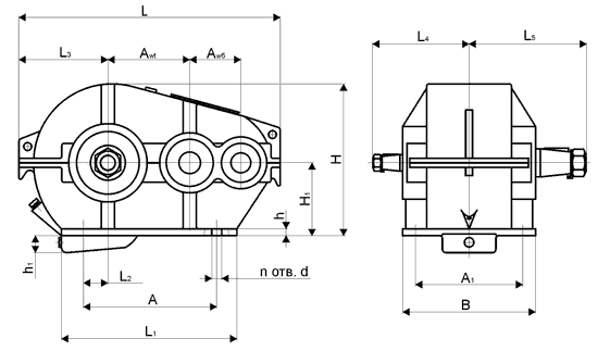 1Ц2-400. Габаритные и присоединительные размеры