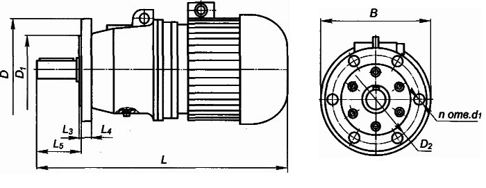 Габаритные и присоединительные размеры мотор-редуктора 3МП-25